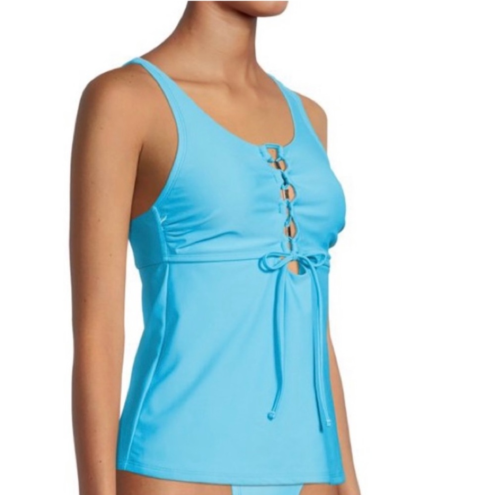 Time and Tru Women's Lace up Front Tankini Bikini Top Sz XL - Picture 2 of 4